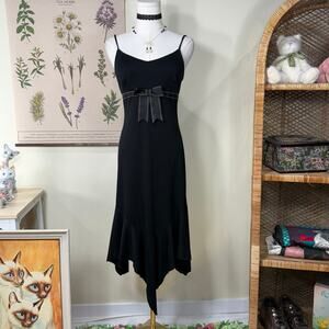 Vintage 90s Y2k Bow Babydoll Asymmetric Dress Dolly Dollette Coquette Romantic M